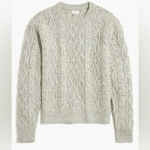 J. Crew Factory Womens Light Gray Fisherman Cable Knit Sweater L